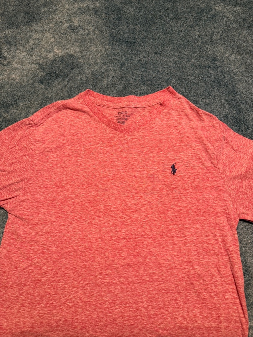Polo by Ralph Lauren Boy's Heathered Red V-Neck Tee Size Large - Picture 2 of 6